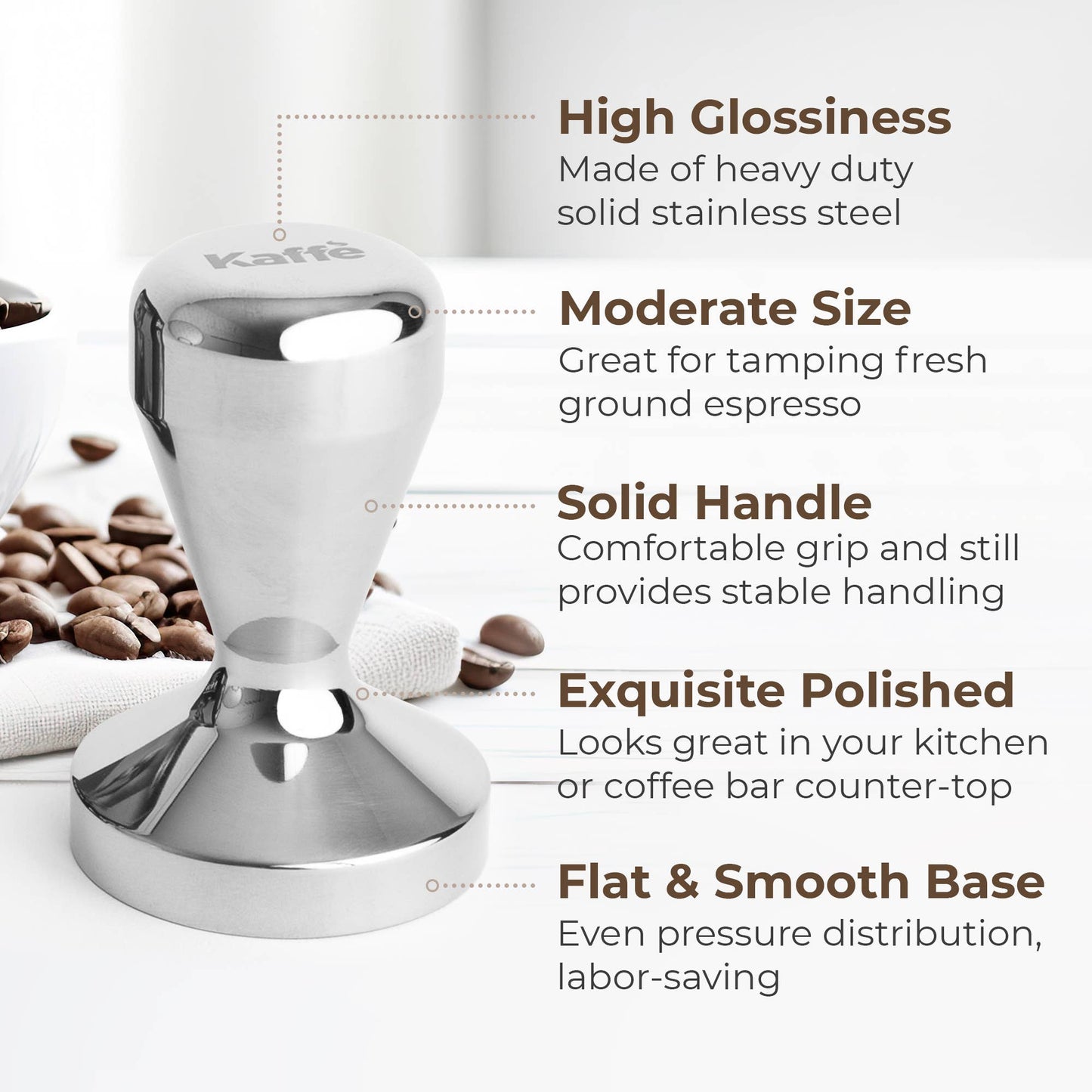 Kaffe 54mm Stainless Espresso Tamper - Premium Press Tool