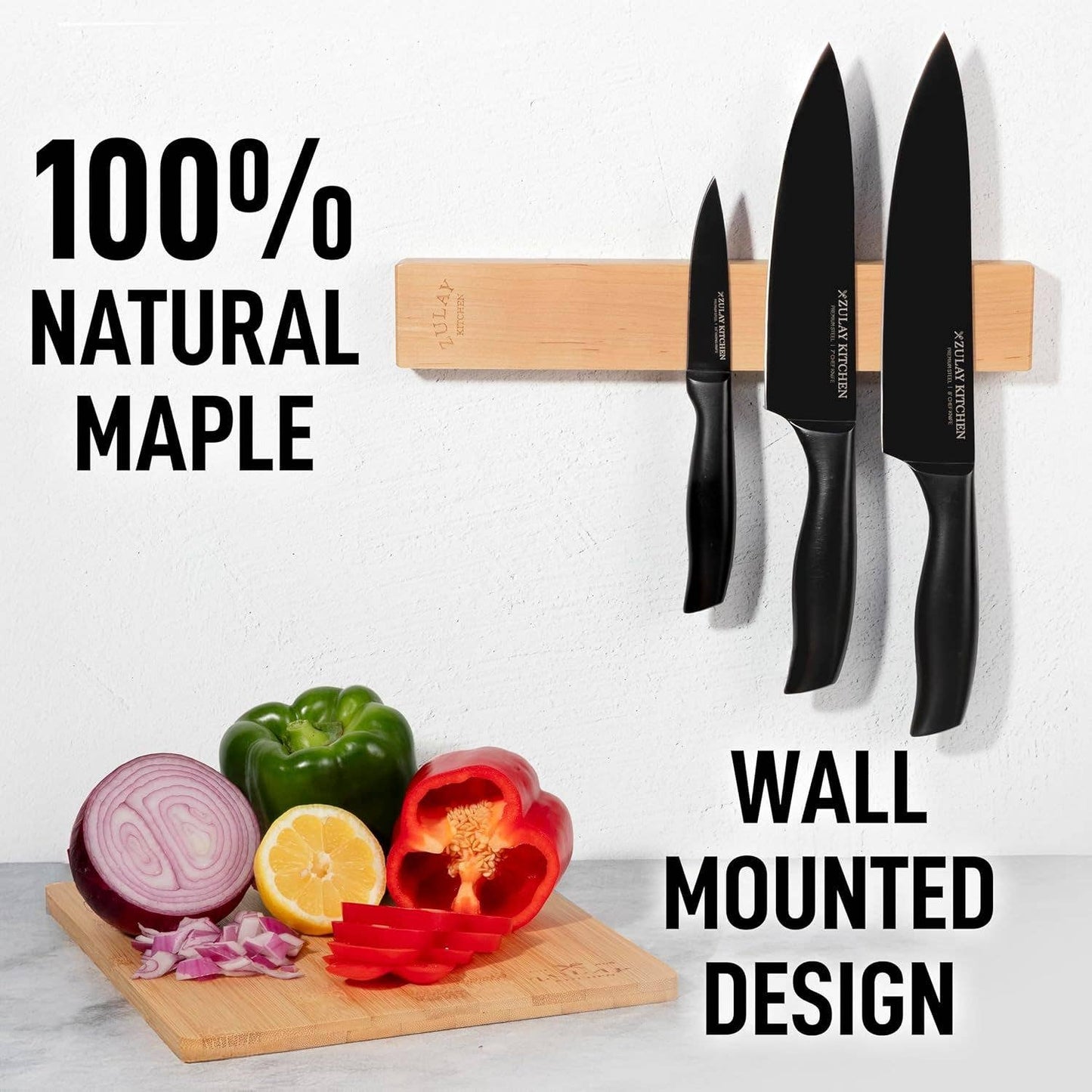 Magnetic Knife Holder - Powerful Wood Magnetic Knife Strip