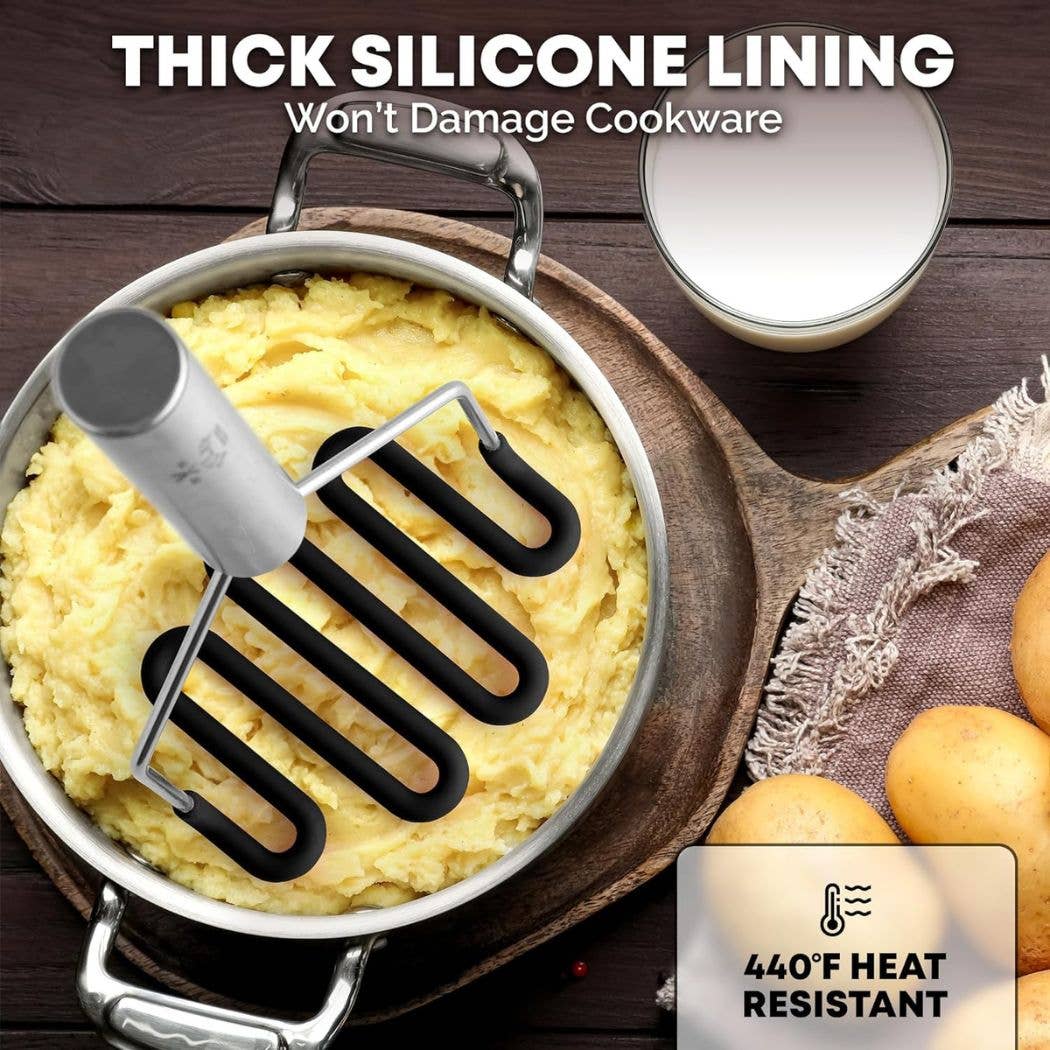 Potato Masher with Premium Silicone-Coated Stainless Steel