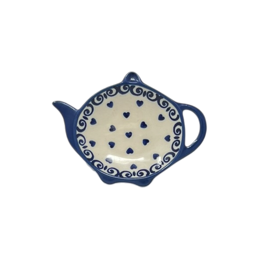 Saucer, Teapot, 4.25" x 3.25" in "Heartfelt Blue" by Manufaktura | P094T-PS02