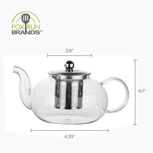 Fox Run Glass Teapot with Infuser, 4 Cup