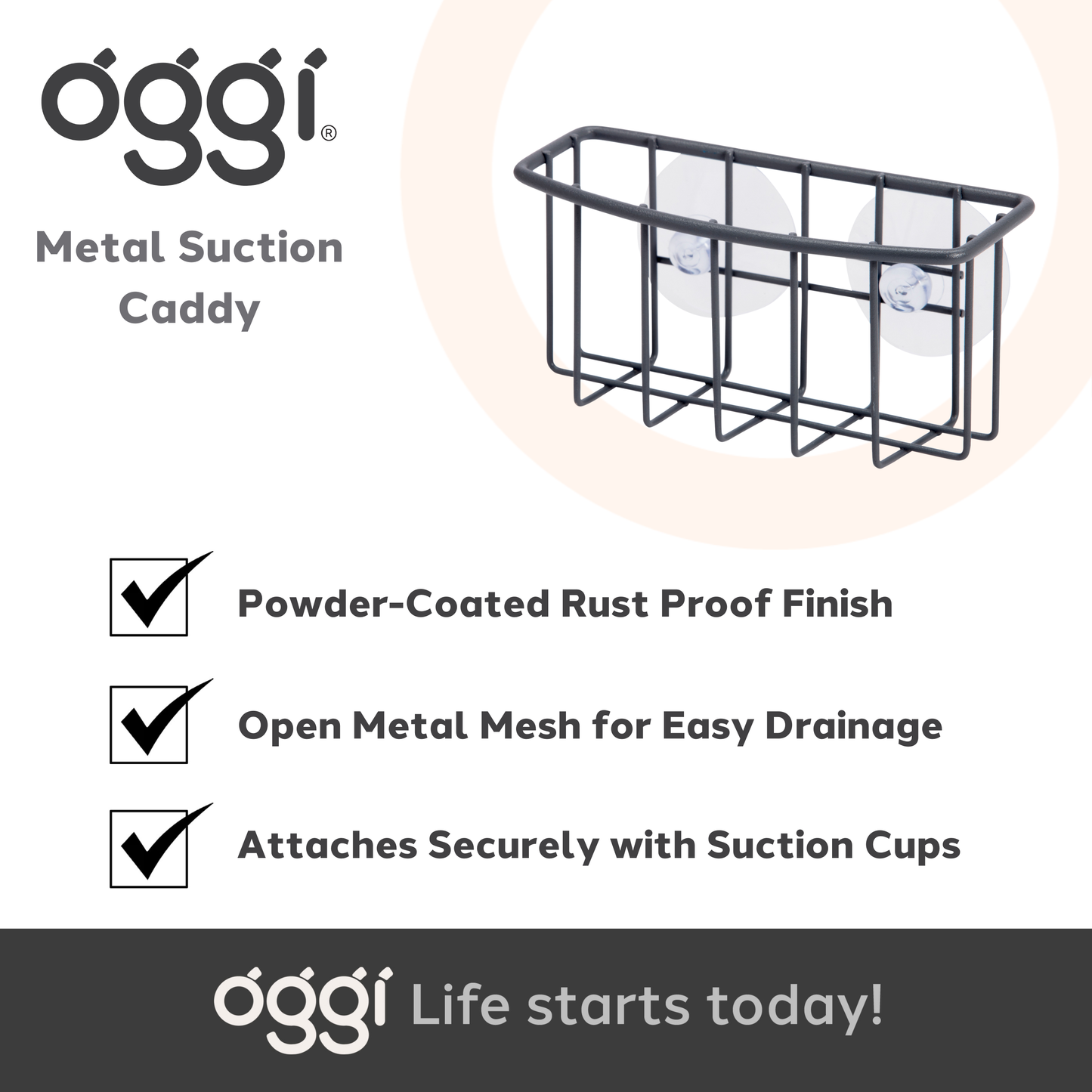 Sink Caddy - Metal w/ Suction Cups (6" x 2.5" x 2.75")