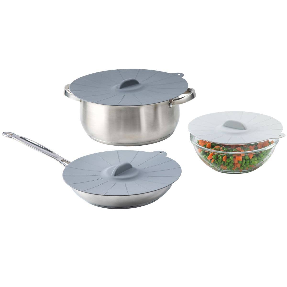 HIC Kitchen Silicone Cooking & Storage Lids, Set Of 3