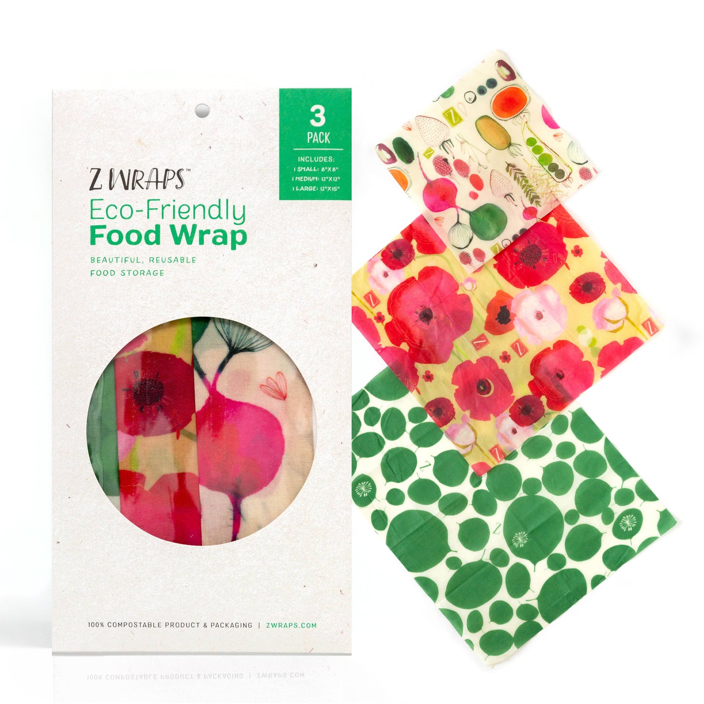 Z Wraps Set of 3 (S-1,M-1,L-1) Reusable Food Wraps