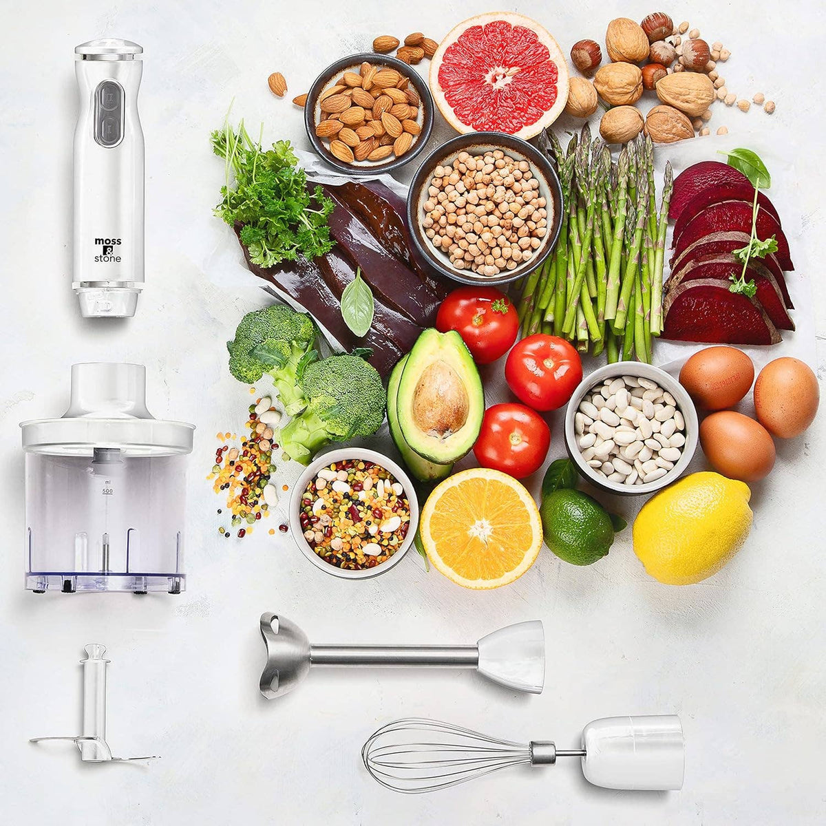 Electric Stick Blender w/Egg Whisk & Chopper- 300 Watt