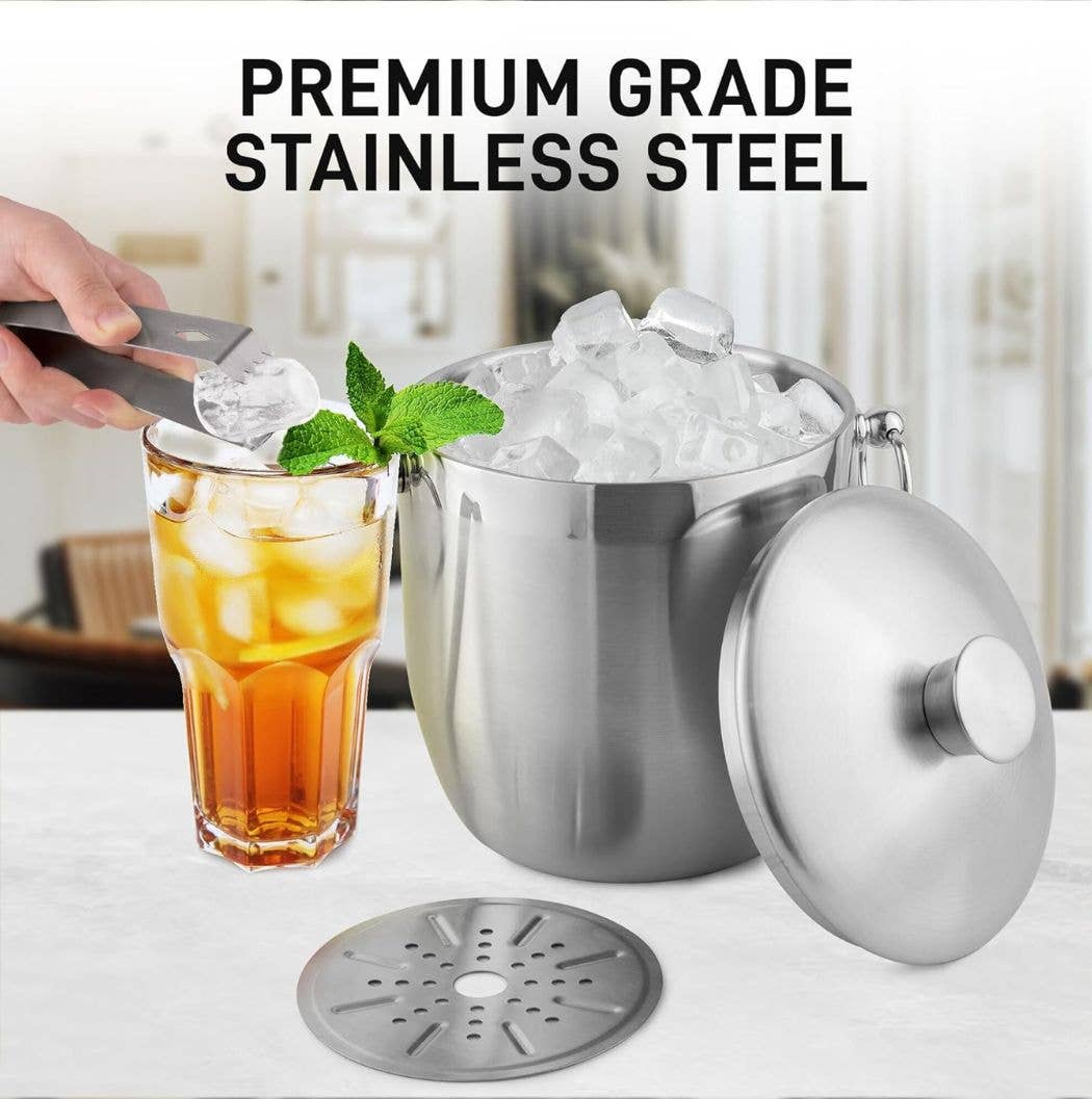 DoubIe-Walled Insulated Ice Bucket with Tongs - 3 Liter