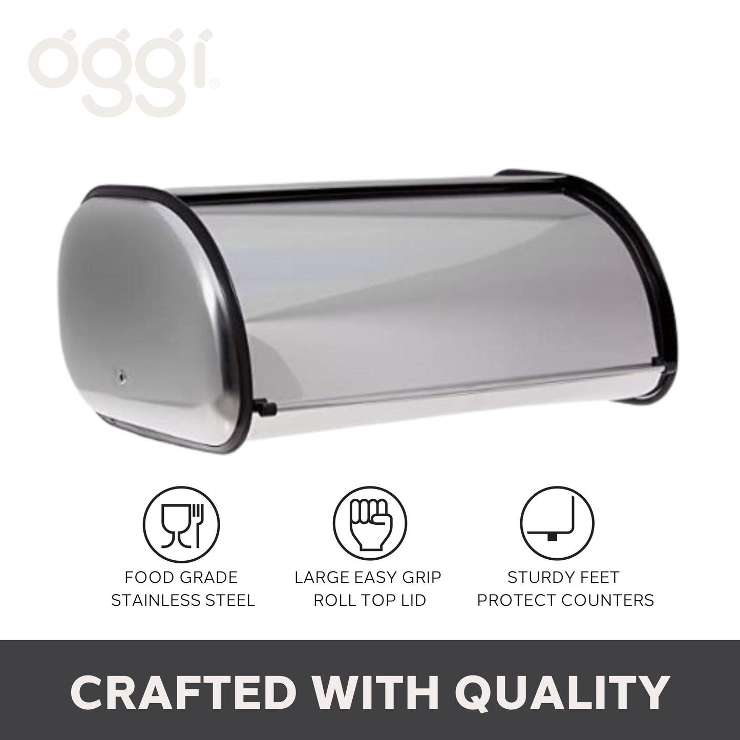 Bread Box - Stainless Steel w/Lid (17.5" x 7.5" x 11.5")