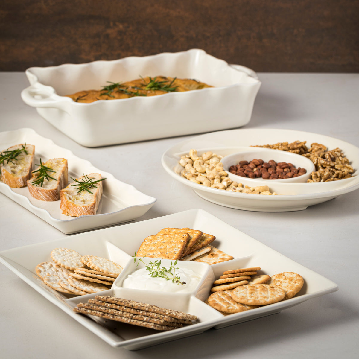 Square Appetizer Tray Cook & Host, White