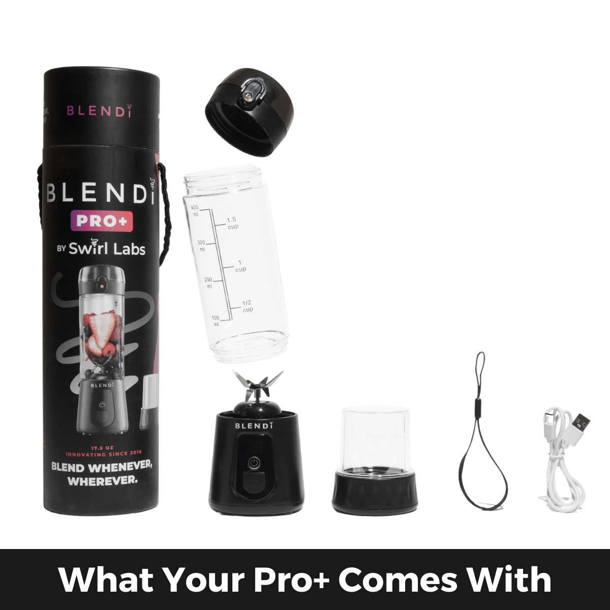 BLENDi Pro+ 17oz Black Portable Blender Smoothie Maker