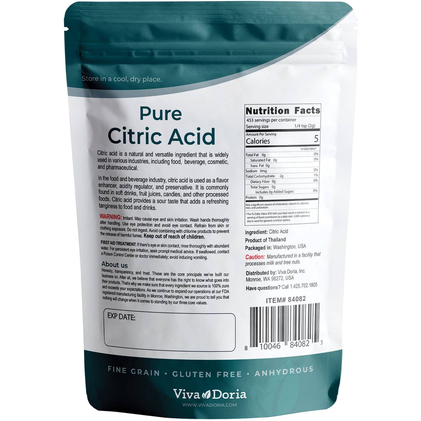 Pure Citric Acid, Food Grade, Fine Grain,