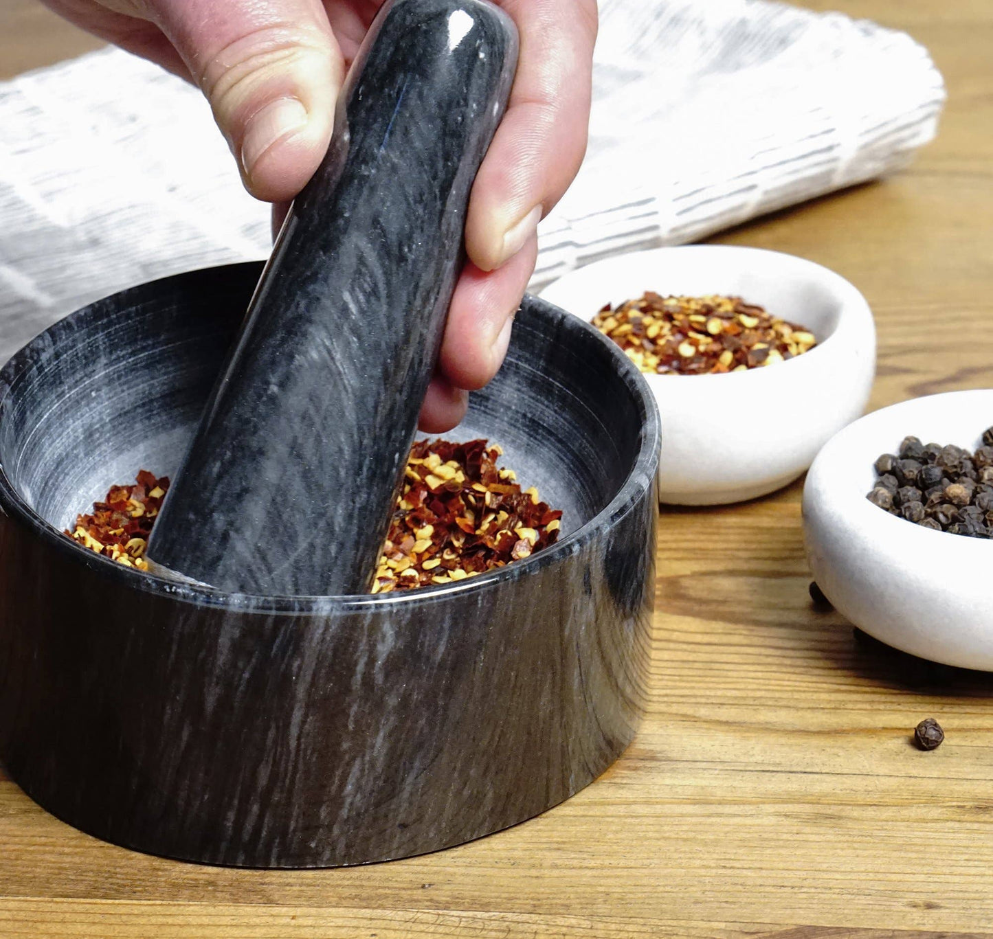 Marble Mortal & Pestle - Black