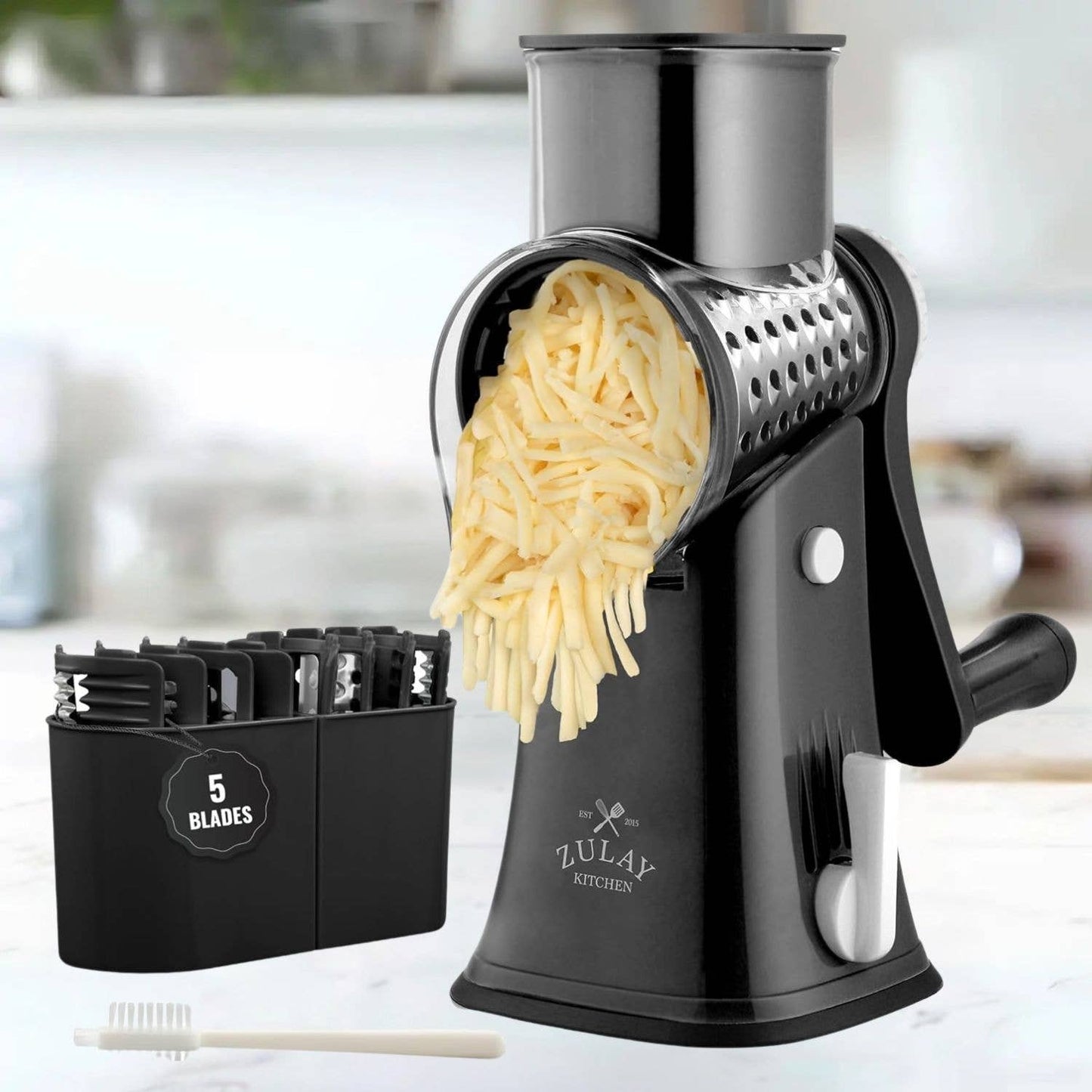 Rotary Cheese Grater with 5 Interchangeable Drums
