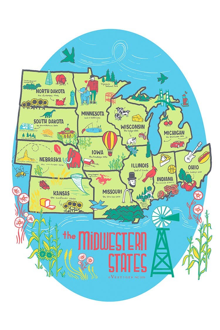 Midwest States Region Tea Towel