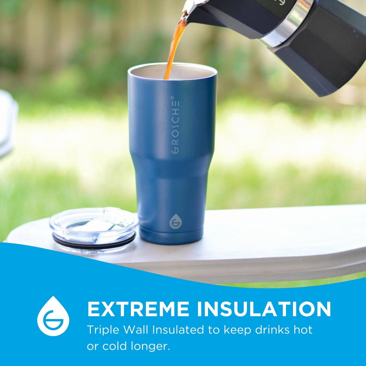 GROSCHE YUKON Insulated 20oz Travel Mug, Coffee Tumbler