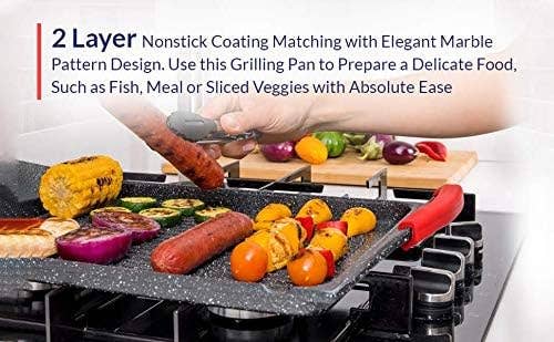 Griddle Aluminum Bbq, 18x10.5" Rectangle Grill Pan for Indoor Cooking, Non-stick Flat Top Griddle Pan for Stove Top, For Fish Vegetables & As Steak Pan, Stove Top Grill Induction Griddle