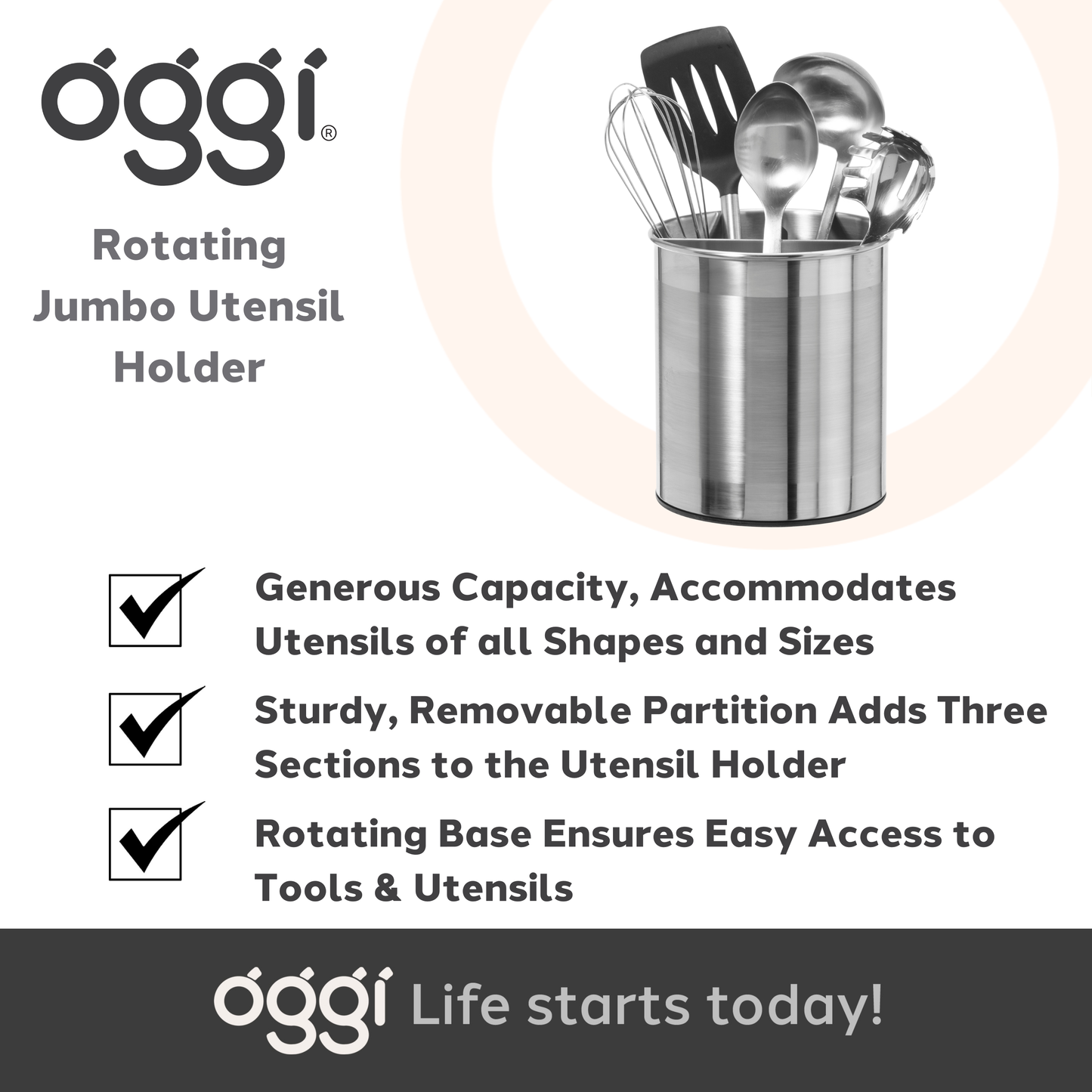 Jumbo Rotating Utensil Holder (7" dia x 7.5" H)