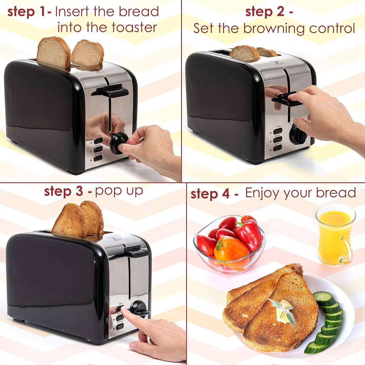 2 Slice Toaster, 1.5in Extra-Wide Slot Toaster For Bagel & Defrost with 5 Shade Settings, Bread Toaster 2 Slice With Removable Crumb Tray (black toaster)