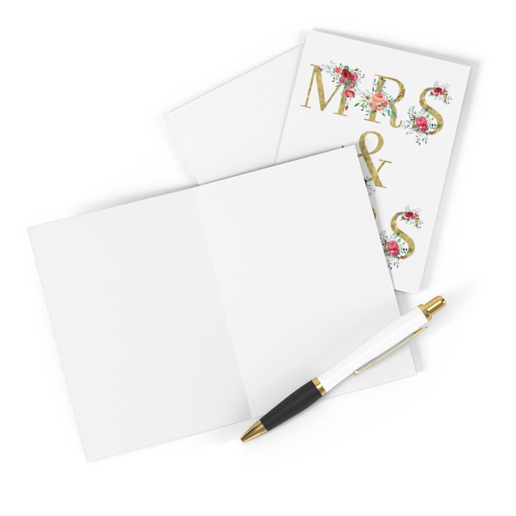 Mrs and Mrs Lesbian Wedding Card - Just Married Two Brides