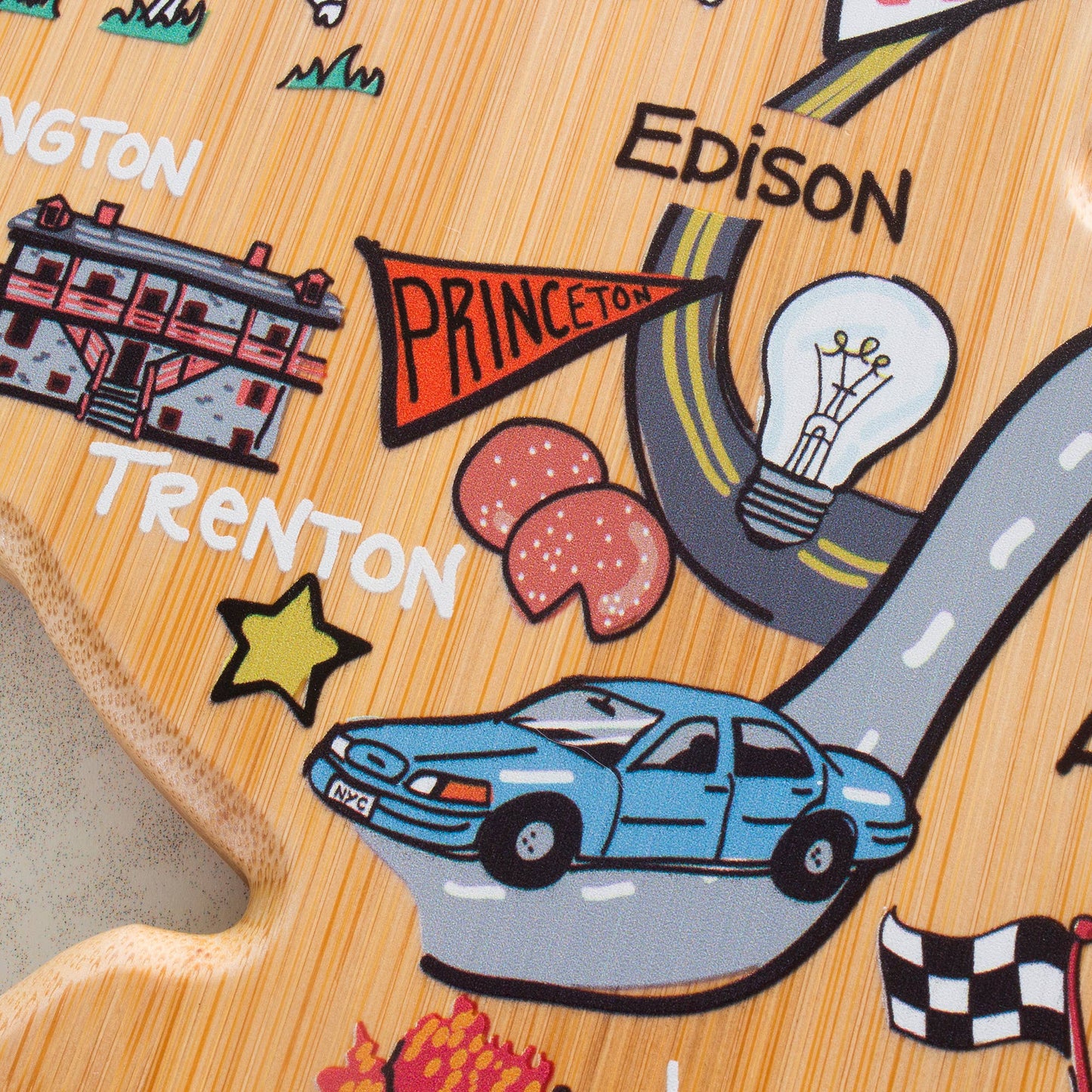 New Jersey Cutting Board with Artwork by Fish Kiss™