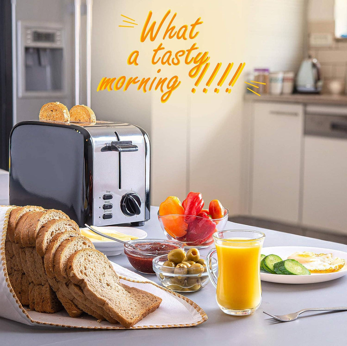 2 Slice Toaster, 1.5in Extra-Wide Slot Toaster For Bagel & Defrost with 5 Shade Settings, Bread Toaster 2 Slice With Removable Crumb Tray (black toaster)