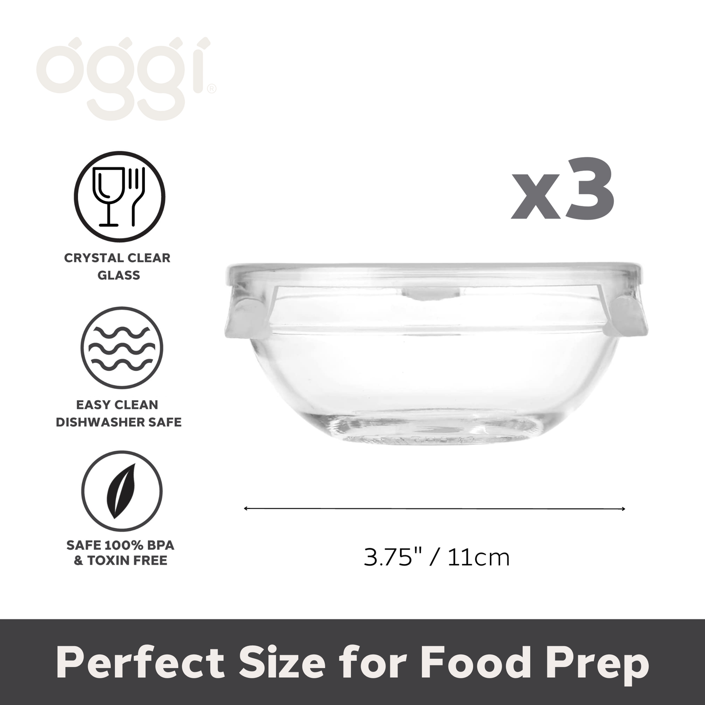 Pinch Bowls - Set of 3, Glass (4 oz)
