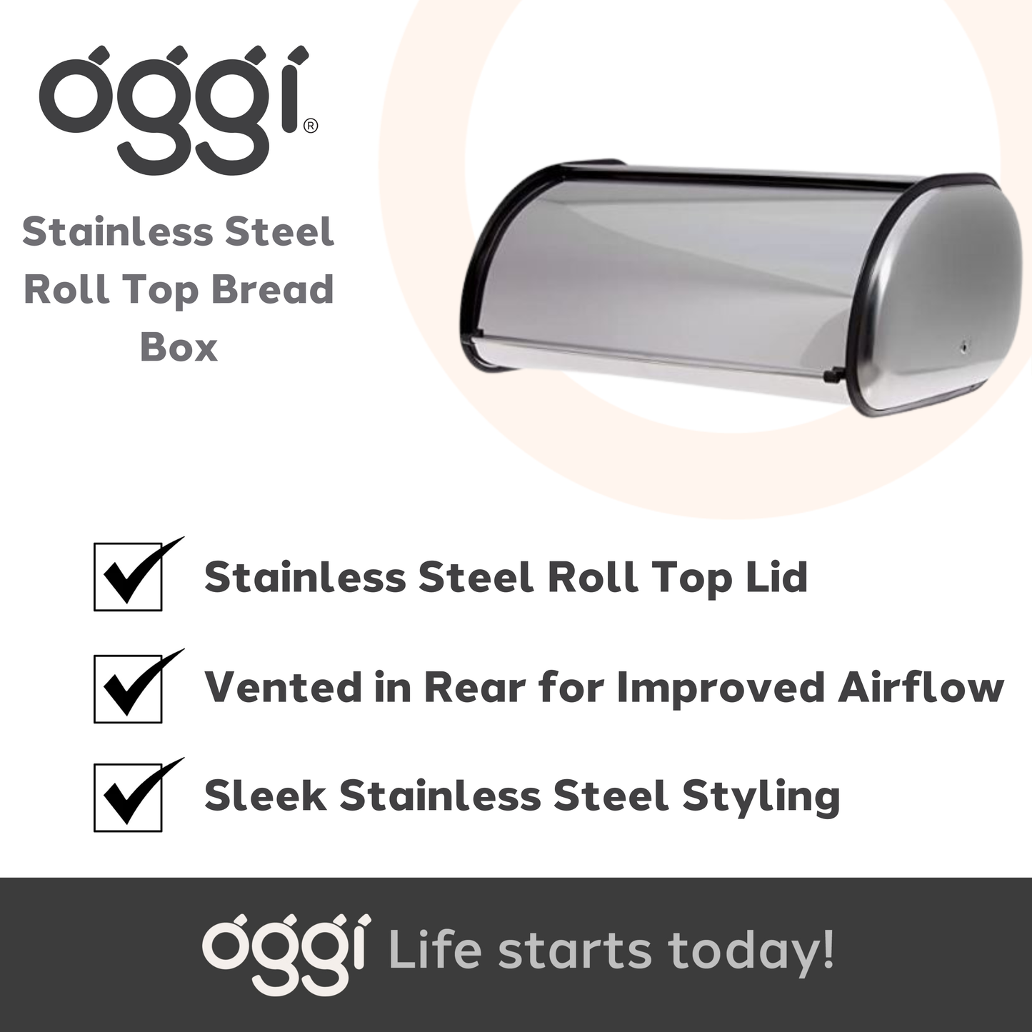 Bread Box - Stainless Steel w/Lid (17.5" x 7.5" x 11.5")