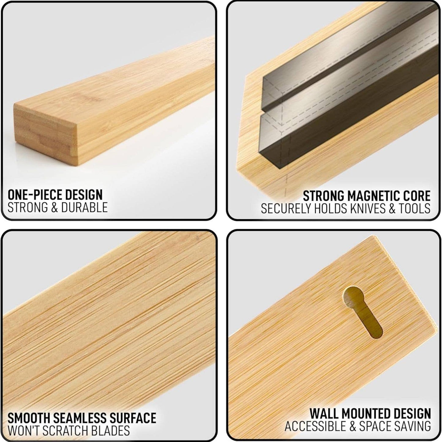 Magnetic Knife Holder - Powerful Wood Magnetic Knife Strip