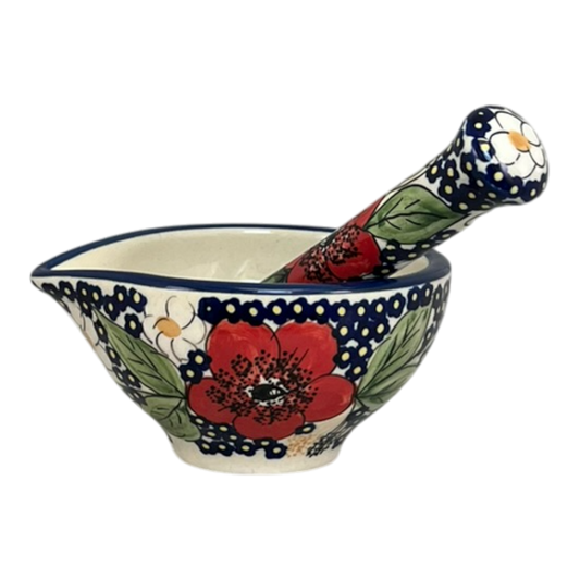 Poppies & Posies Mortar Bowl, 4.5" x 5" in  by Manufaktura