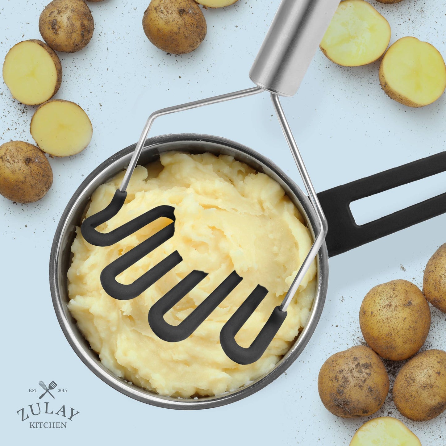 Potato Masher with Premium Silicone-Coated Stainless Steel