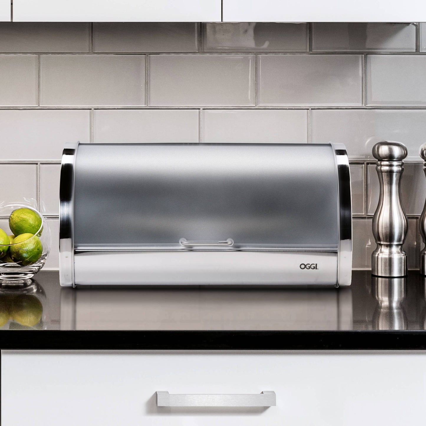 Bread Box - Stainless w/ Frosted Lid (15" x 7.25" x 10")