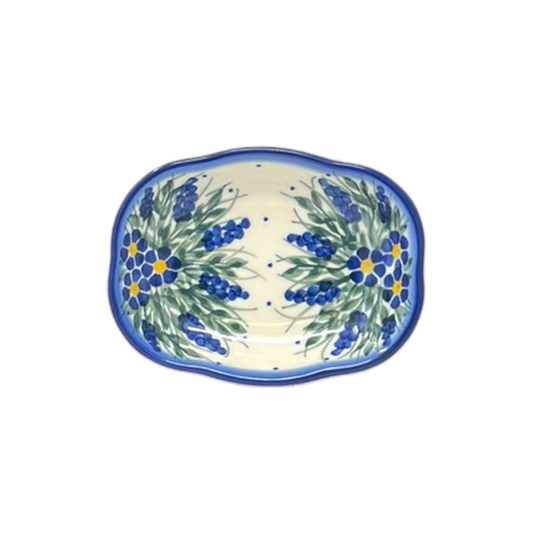 Dish, Cloud-Shaped, 4.75" x 3.5", WR (WR11A) in "Delphinium Spray" by W.R. Ceramika | WR11A-BW3
