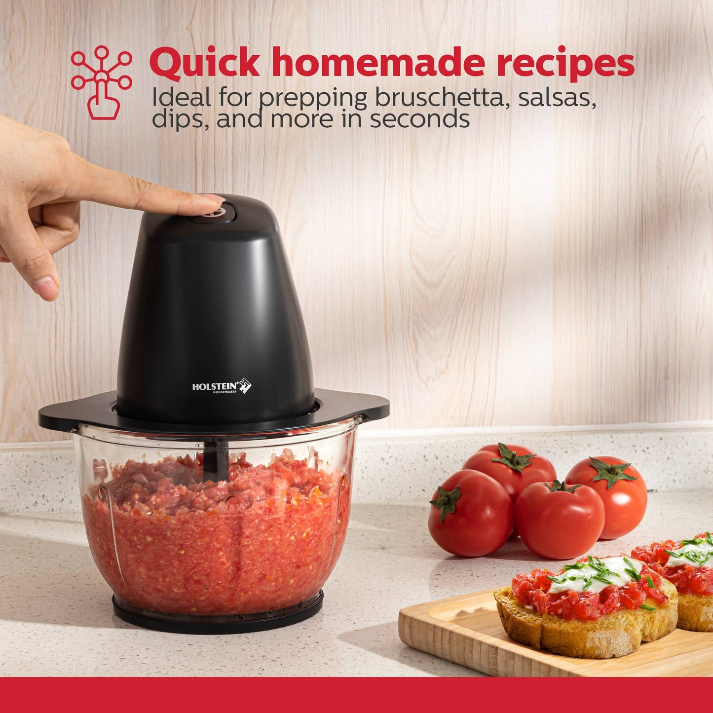 1.9 QT 8 CUP GLASS BOWL ELECTRIC FOOD CHOPPER