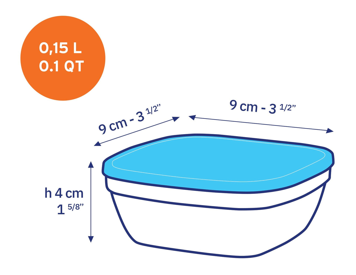 Duralex Freshbox Square 5oz Square Container w/lid