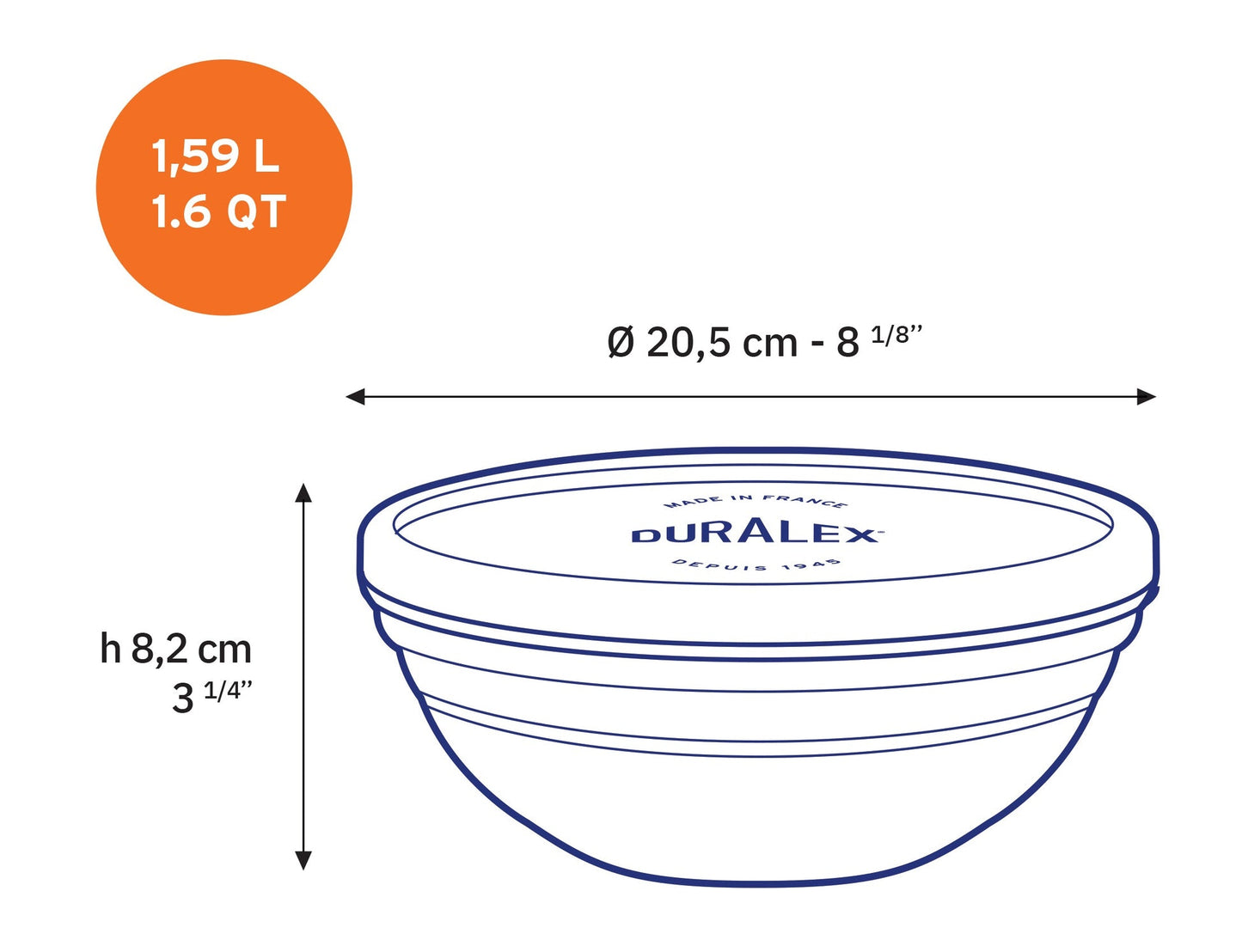 Duralex Freshbox Round Clear Bowl w/lid
