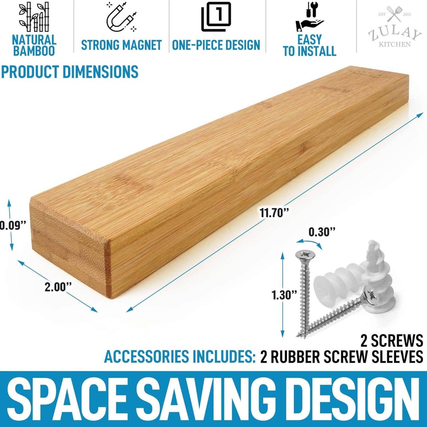 Magnetic Knife Holder - Powerful Wood Magnetic Knife Strip