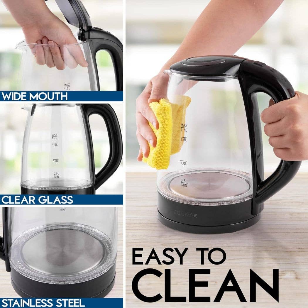 Glass Electric Kettle 1.7L with Blue LED Light