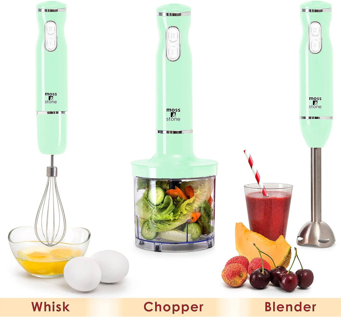 Electric Stick Blender w/Egg Whisk & Chopper- 300 Watt