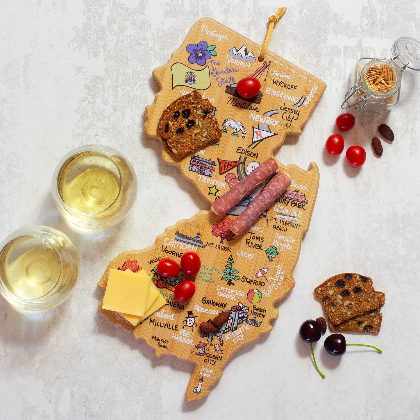 New Jersey Cutting Board with Artwork by Fish Kiss™