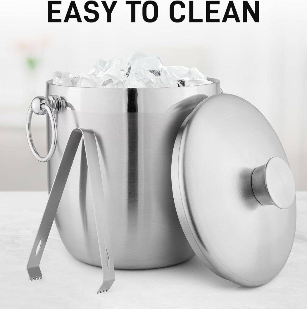 DoubIe-Walled Insulated Ice Bucket with Tongs - 3 Liter