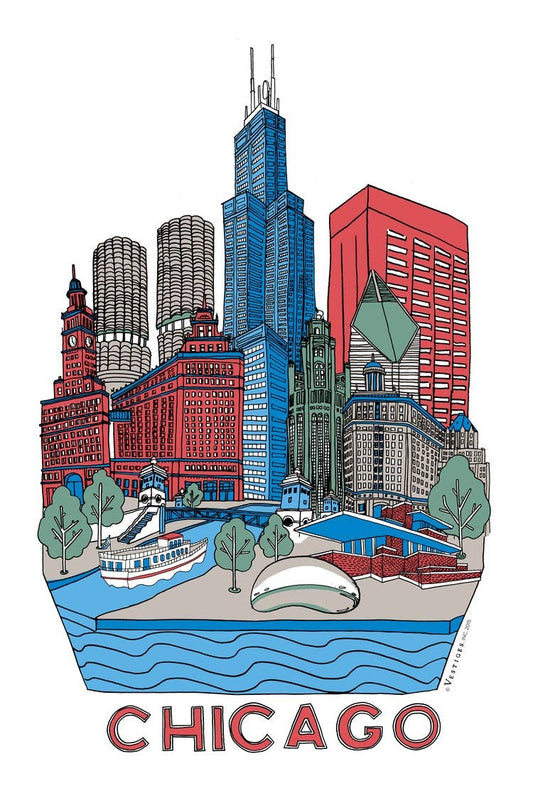 Chicago City Collage Tea Towel