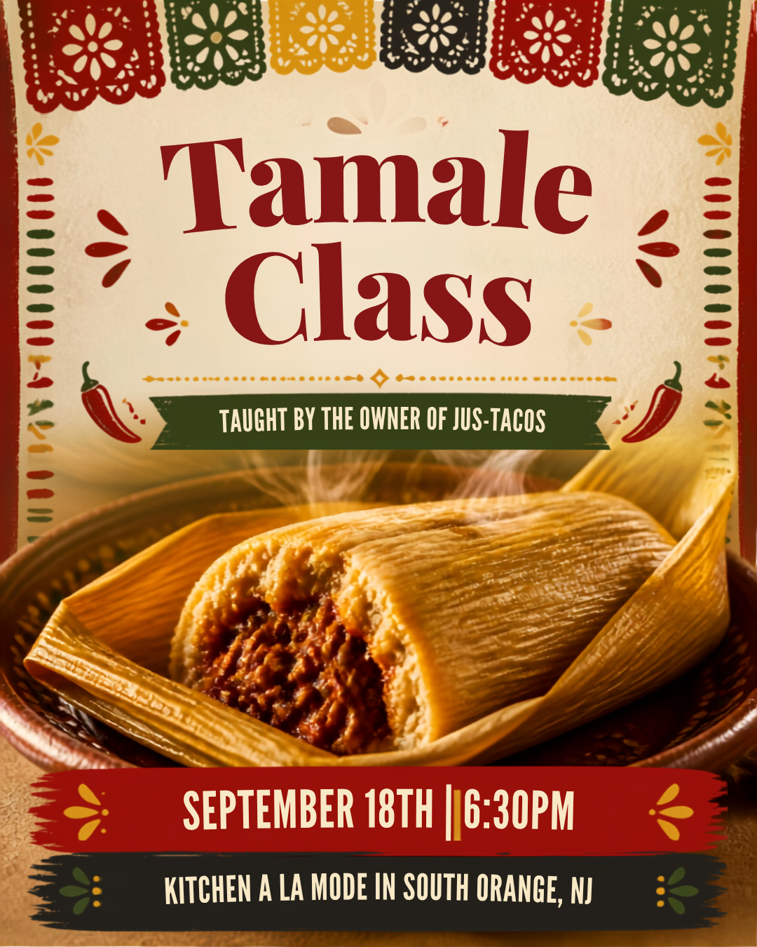 Tamale Making with Jus-Tacos 9/18 6:30p