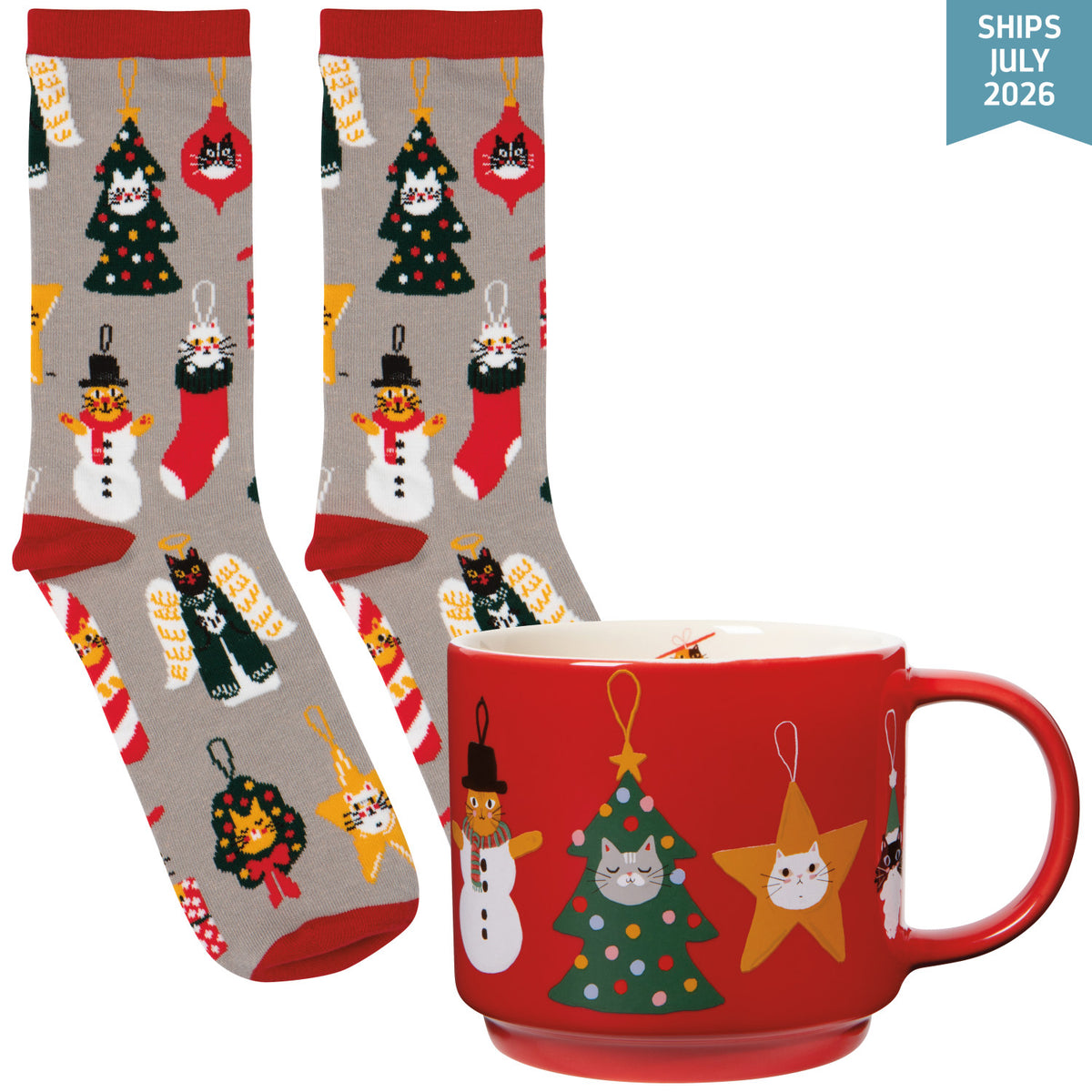 Bauble Cats Christmas Mug and Socks Set