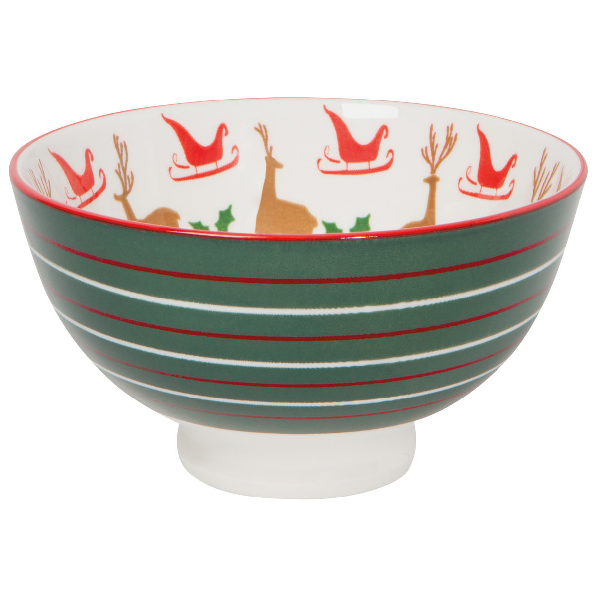 Santa's Reindeer Stamped Christmas Bowl 4 inch