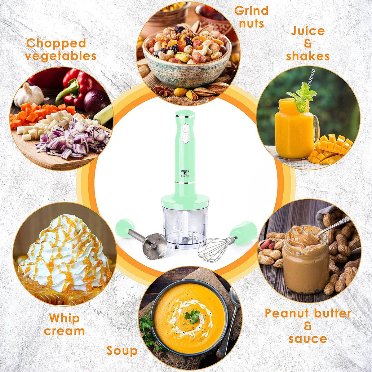Electric Stick Blender w/Egg Whisk & Chopper- 300 Watt