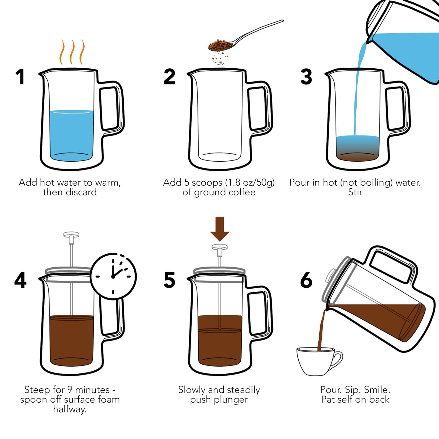 Kaffe French Press Coffee Maker. Double-Wall Stainless Steel