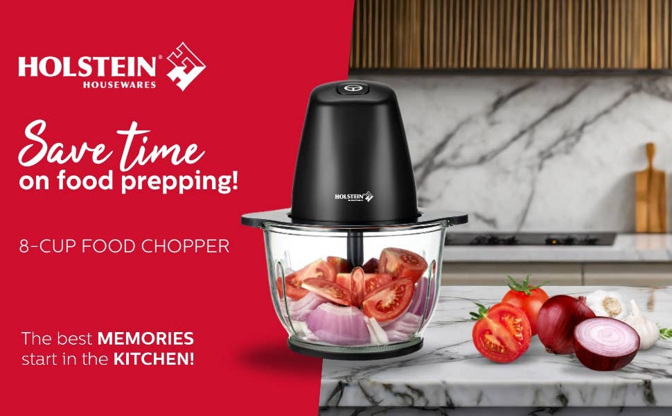 1.9 QT 8 CUP GLASS BOWL ELECTRIC FOOD CHOPPER