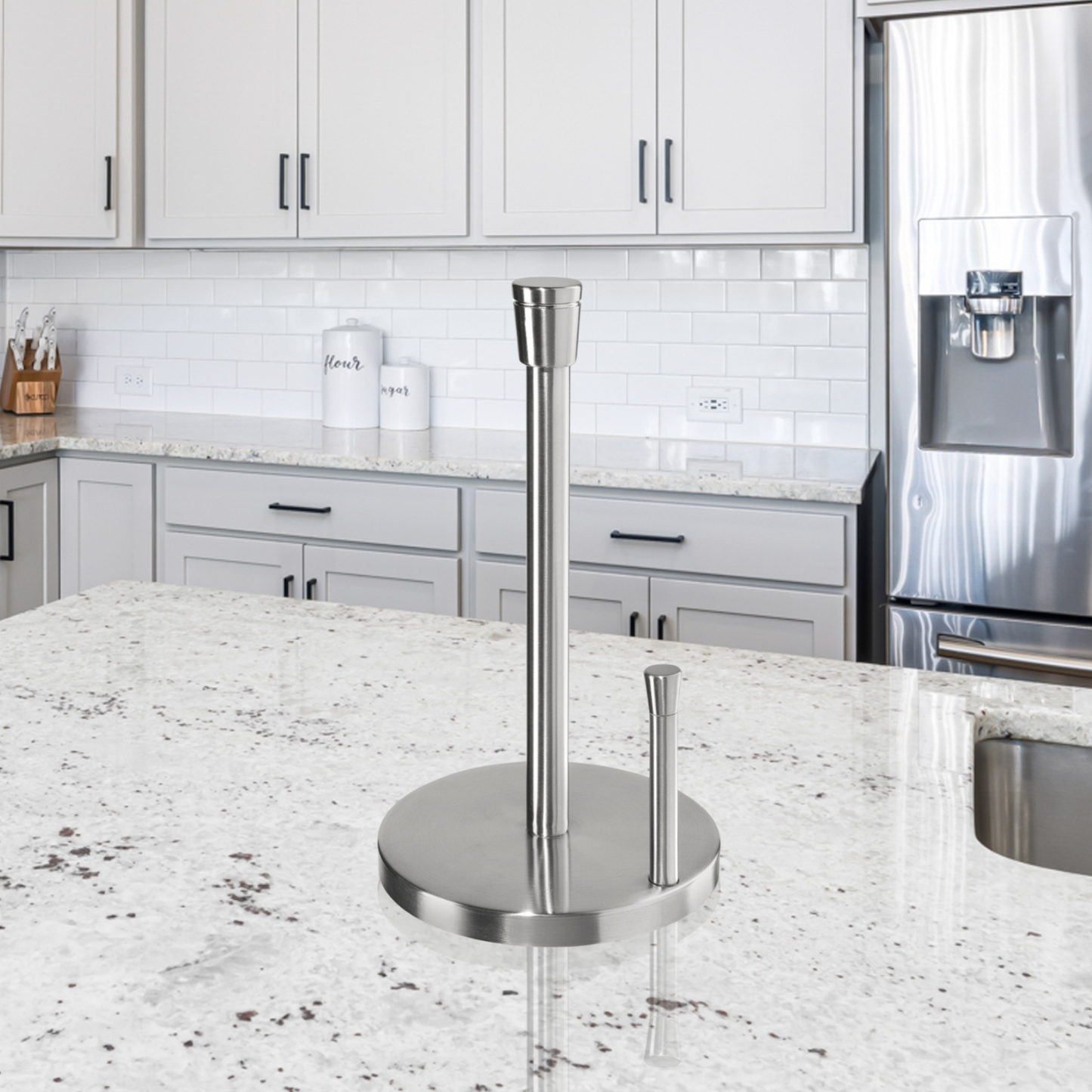 Paper Towel Holder - Stainless Steel w/ Tear Bar (13" H)