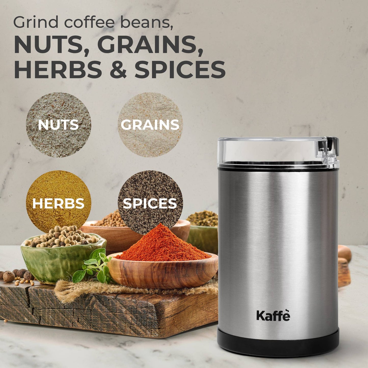 Kaffe Electric Coffee Grinder w/ Cleaning Brush - 3oz