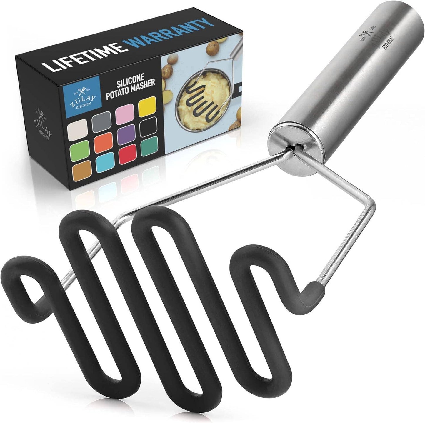 Potato Masher with Premium Silicone-Coated Stainless Steel