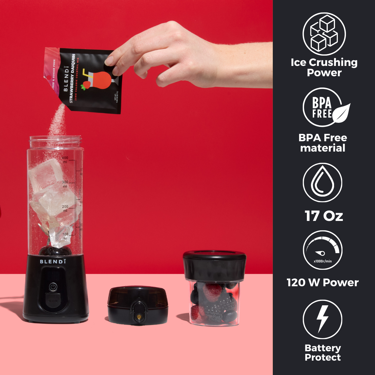 BLENDi Pro+ 17oz Black Portable Blender Smoothie Maker